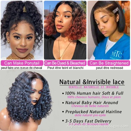 Cambodian Virgin Hair Lace Wig 180% Density Curly Pixie Cut Human Hair Unprocessed 13x1 Ear to Ear Lace Front Wig